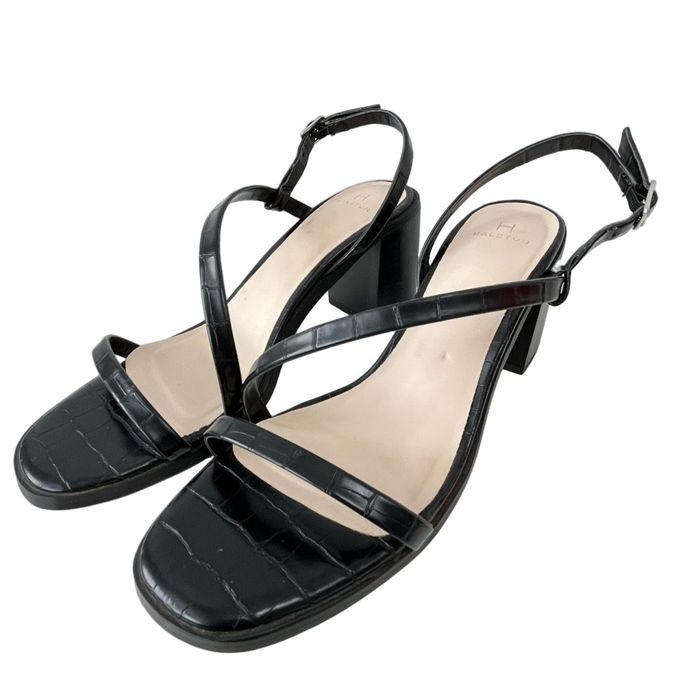 H by Halston Y2K Black Strap Block Heel Sandals Women’s 8 New Year’s Eve Party
